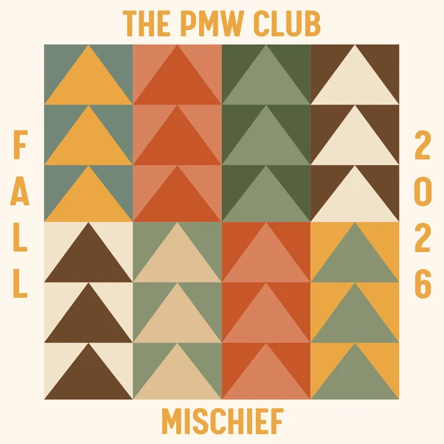 Fall 2026 Mischief patch — rows of flying-geese triangles in every fall color